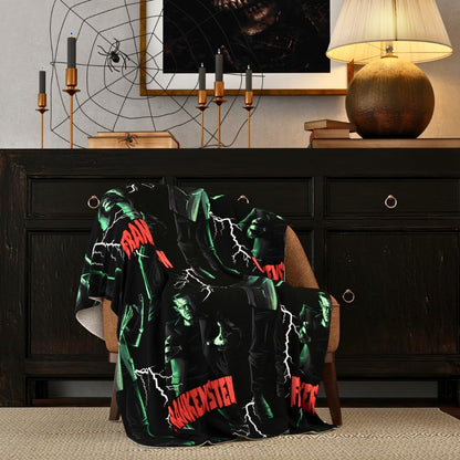 Couverture jeté Franco Collectibles Universal Monsters Frankenstein pour Halloween, literie en peluche super douce et confortable, 127 cm x 178 cm (produit sous licence officielle)