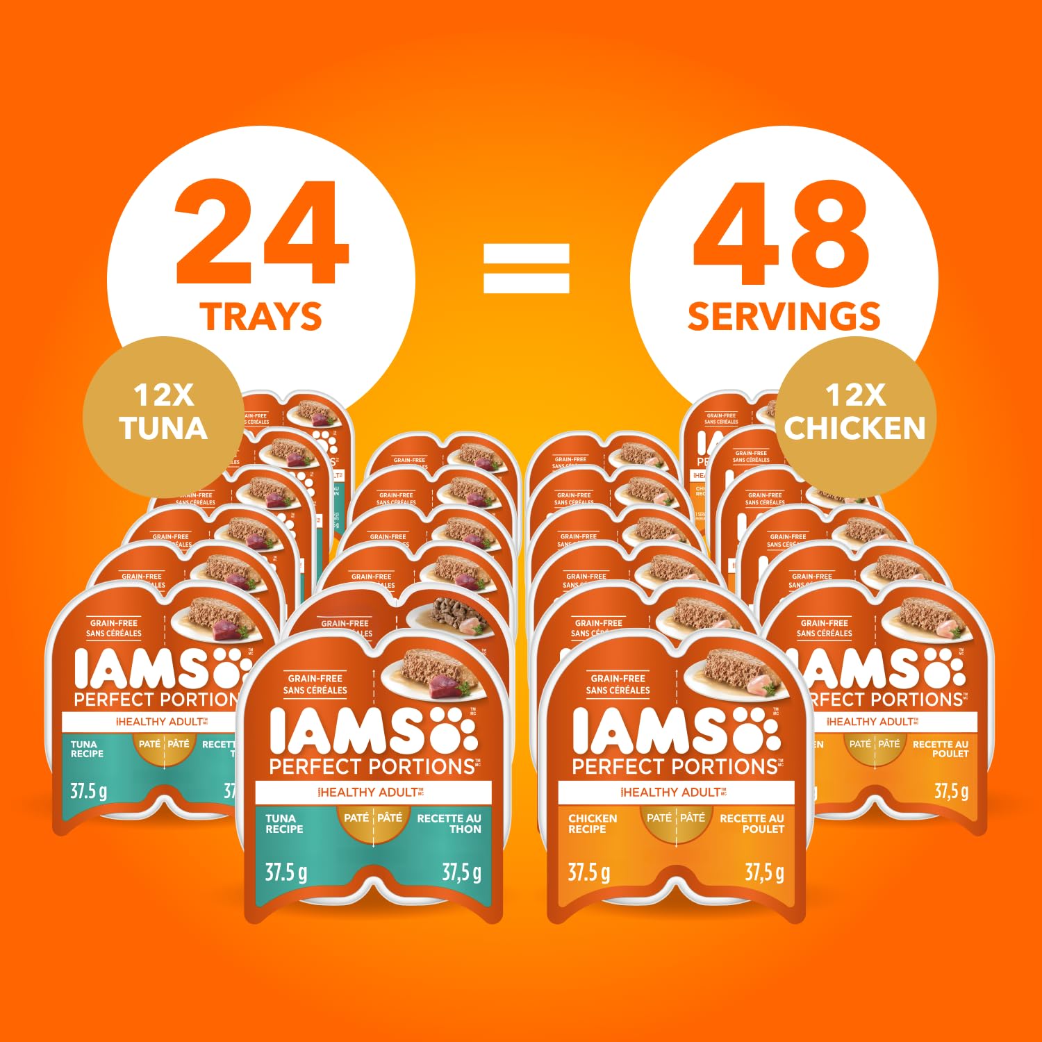 IAMS Perfect Portions Adult Wet Cat Food - Chicken and Tuna Paté Variety Pack, 75g (24 Pack)