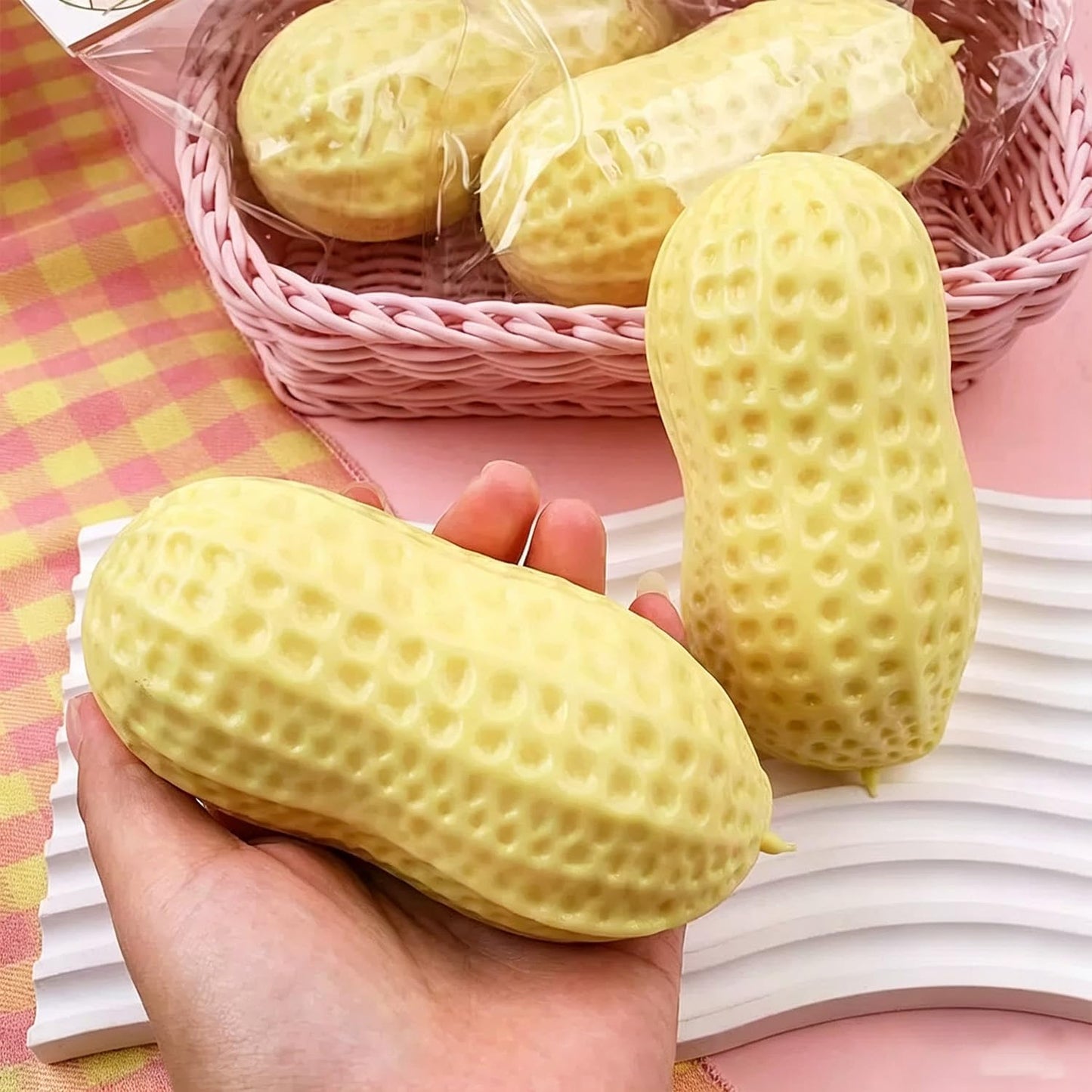 Peanut Squishies, Peanut Shape Stress Relief Ball Soft Squeeze Fidget, Soft Slow Rising Fidget Squeeze Soft Stress Relief Sensory Fidget for Adults Anxiety Relief Hand Relax for Office Desk Workers - Available at All In One Marketplace Canada