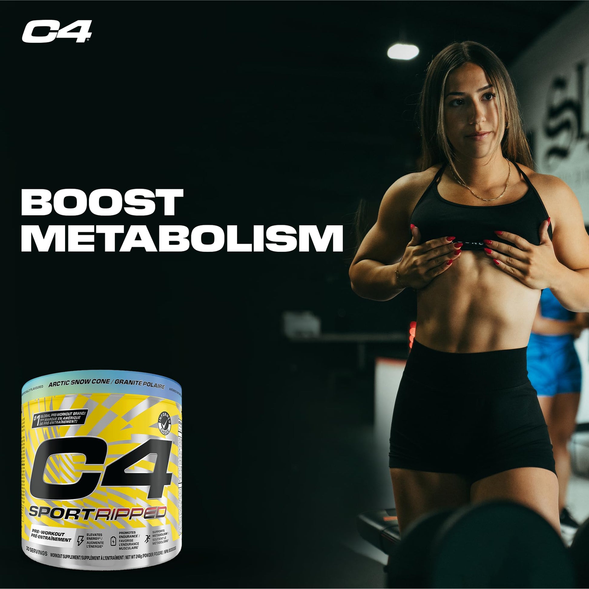 Cellucor C4 Ripped Thermogenic Pre Workout Powder - Informed-Choice Certified Preworkout Energy & Fat Metabolism - Artic Snow Cone, 30 Servings - Available at All In One Marketplace Canada