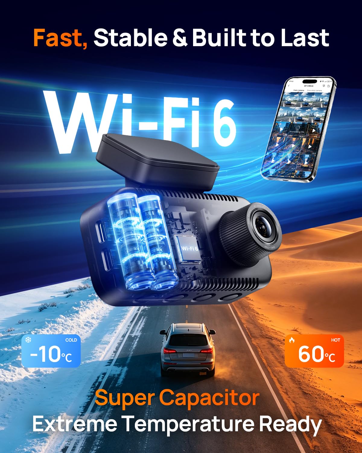 70mai A810 Lite 4K Dash Cam Front and Rear, 5GHz WiFi 6 DashCam, Car Camera with GPS Tracking, HDR Night Vision, 24H Parking Mode, Voice Control, Emergency Lock, Loop Recording, Support 512GB Max