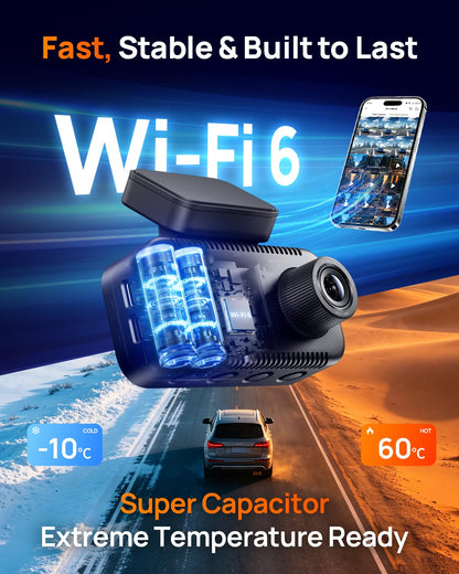 70mai A810 Lite 4K Dash Cam Front and Rear, 5GHz WiFi 6 DashCam, Car Camera with GPS Tracking, HDR Night Vision, 24H Parking Mode, Voice Control, Emergency Lock, Loop Recording, Support 512GB Max