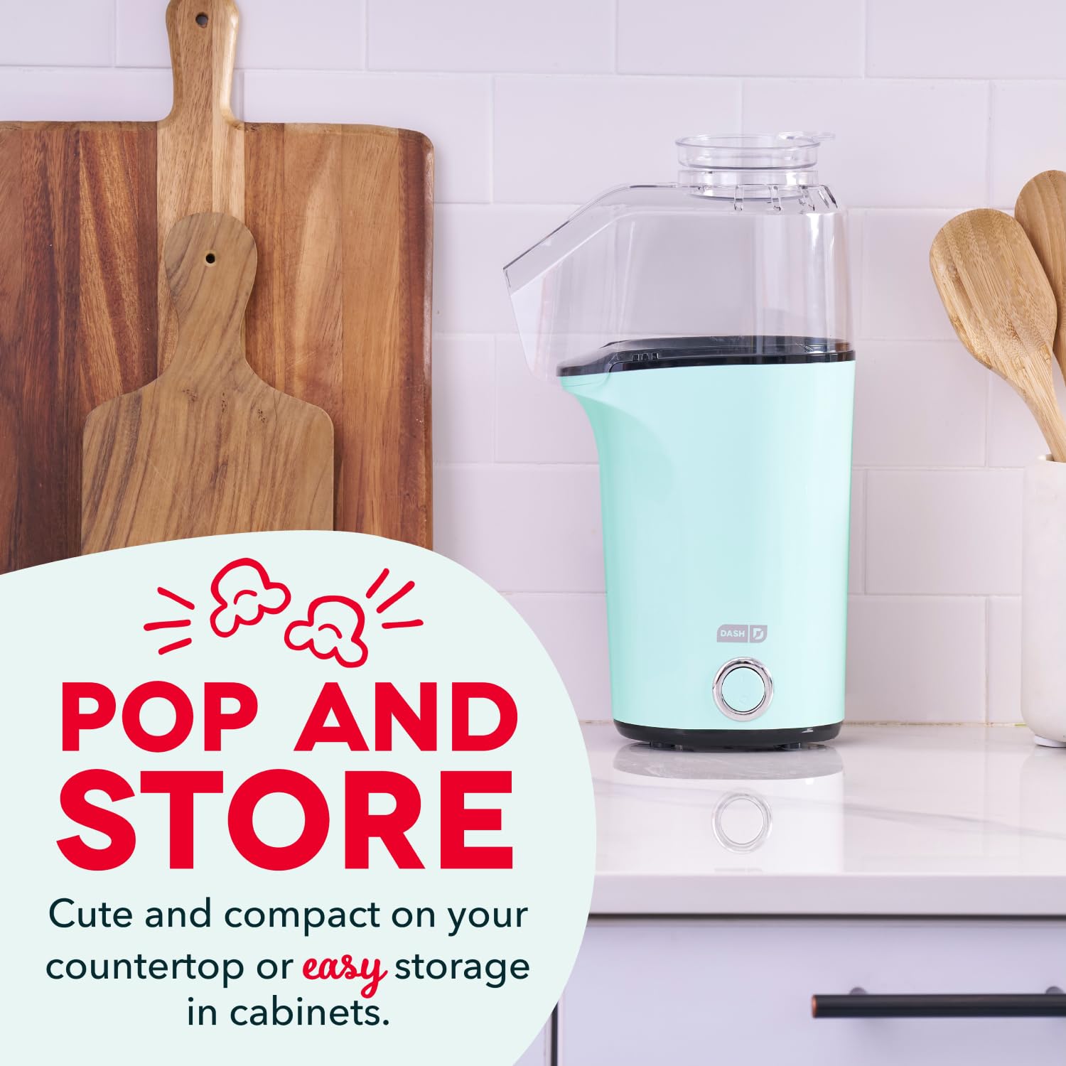 Dash Fresh Pop Popcorn Maker, 16-Cup Hot Air Popper, Aqua DASH