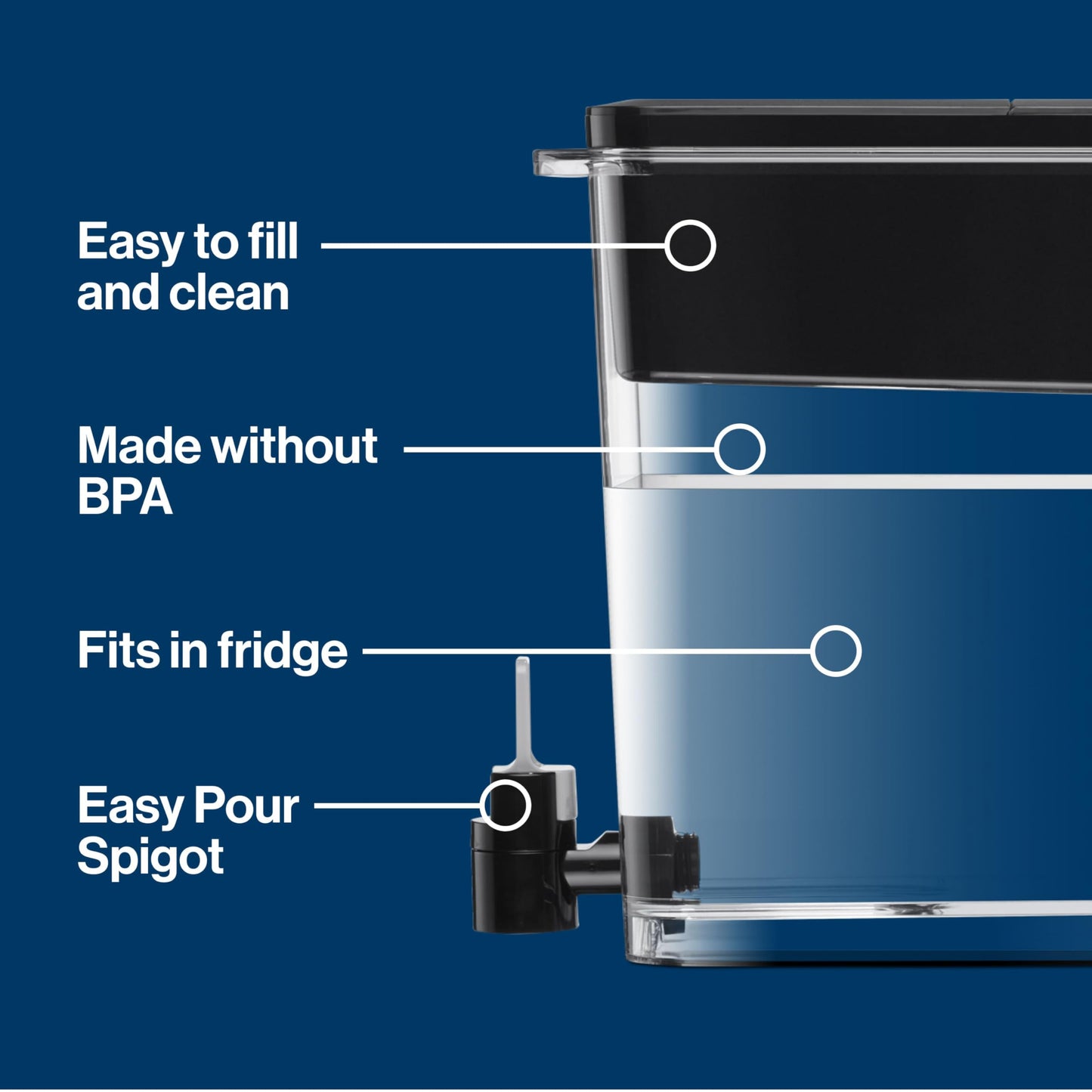 Brita Extra Large 27 Cup Filtered Water Dispenser with 1 Brita Elite Filter, Made Without BPA, UltraMax, Black