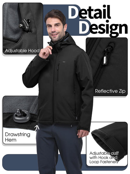 33,000ft Men's Hooded Softshell Jacket Waterproof Fleece Windbreaker Jacket 🍁 All In One Marketplace Canada
