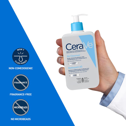 CeraVe Salicylic Acid Face Wash, Exfoliating Face & Body Gel Cleanser, Smooths Rough & Bumpy Skin, with Hyaluronic Acid, Niacinamide & Vitamin D, Fragrance-Free, Recommended by Dermatologists, 237mL