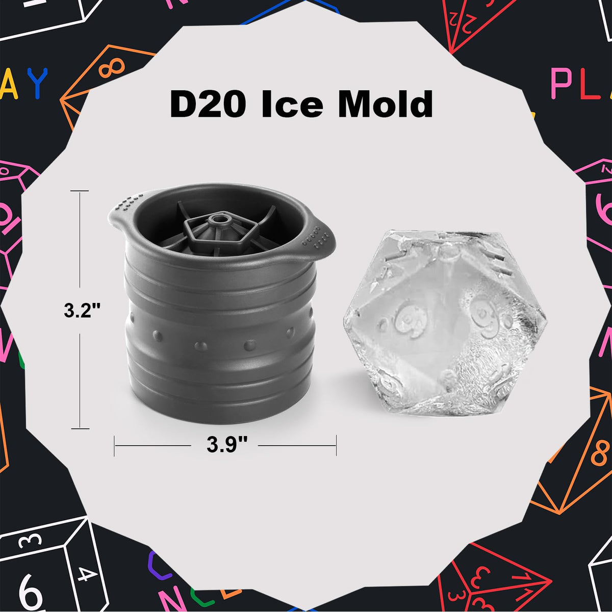 Nax Caki D20 Dice Ice Mold, DND Gamer Gifts for Men Women, Cool Christmas Stocking Stuffers Ideas for Adults TTRGP Lover, Large Silicone D&D Accessories Ice Cube Tray for Cocktails,Bourbon,Whiskey 🍁 All In One Marketplace Canada