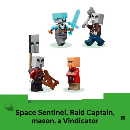 LEGO Minecraft The Pillager Outpost and Ravager Building Toy - Video Game Building Blocks for Kids, Boys & Girls, Ages 9+ - Includes Space Sentinel & 3 Minifigures - Gift Idea for Gamers - 21278