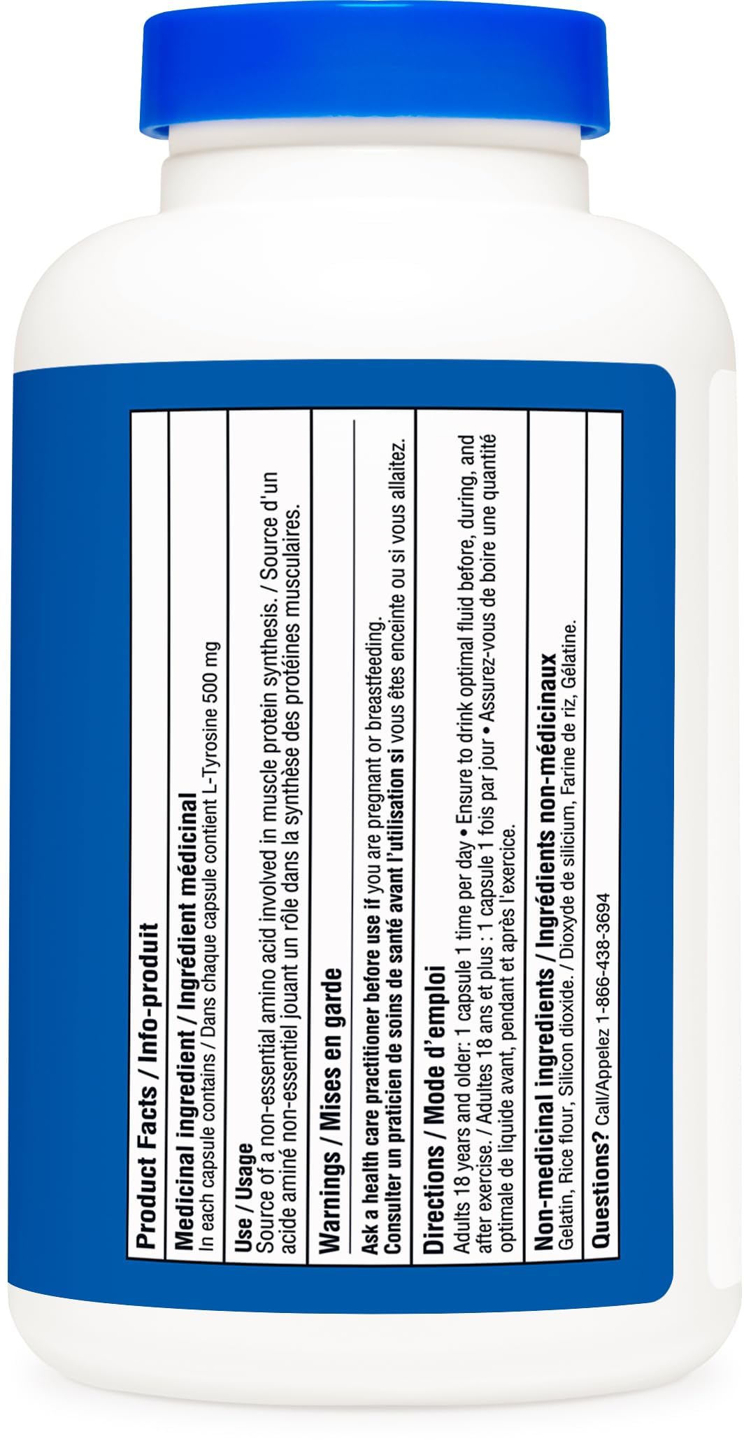 Nutricost L-Tyrosine Supplement (500mg) 180 Capsules - Gluten Free & Non-GMO - Available at All In One Marketplace Canada