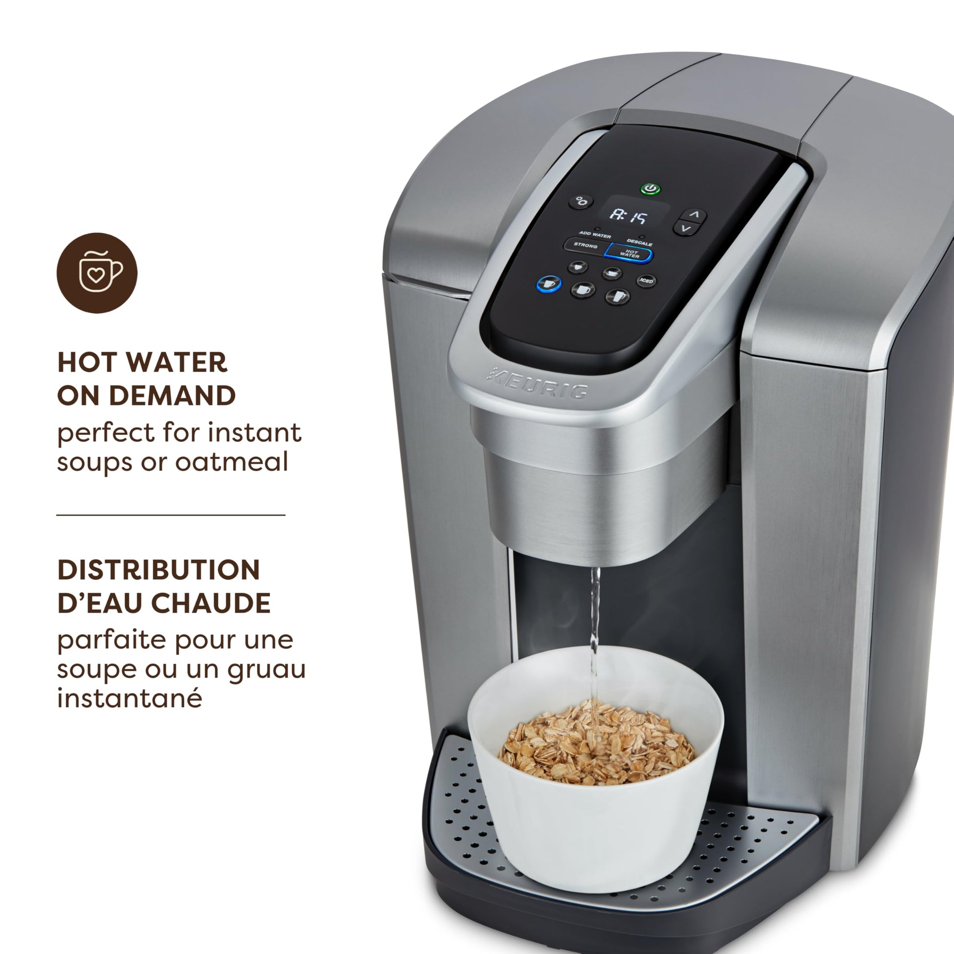 Keurig K-Elite Single Serve K-Cup Pod Coffee Maker, With Iced Brew Functionality And Quiet Brew Technology, Brushed Silver - Available at All In One Marketplace Canada