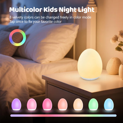 Night Lights for Kids, MediAcous Baby Night Light with 7 Colors Changing & Dimming Function, Rechargeable Kids Night Light with 1 Hour Timer & Touch Control, Up to 100H