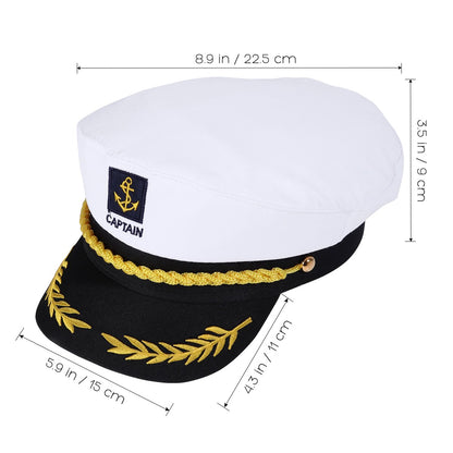 Yacht Captain Hat White Sailor Hat for Women Men Yacht Boat Captain Cap Halloween Costume Party Masquerade Cosplay Accessory