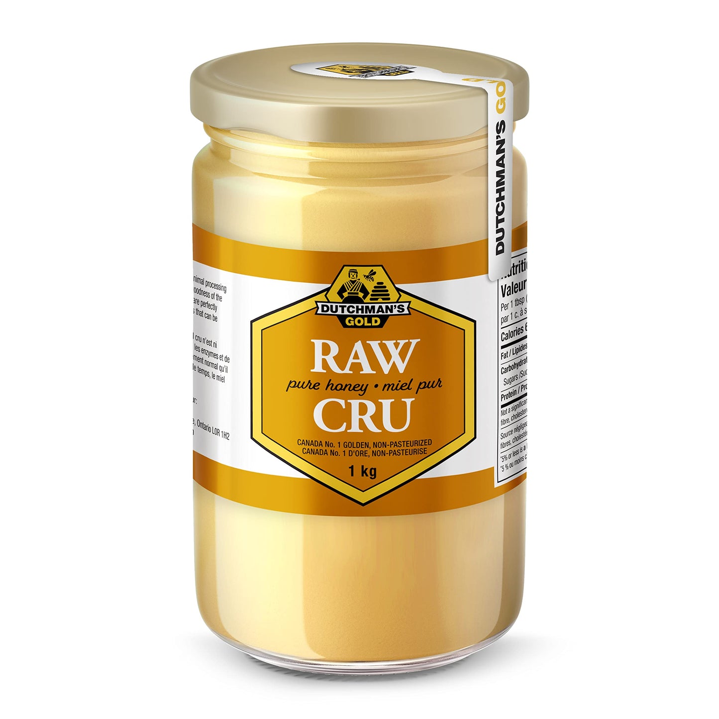 Dutchman's Gold Raw Honey | 100% Canadian Unpasteurized & Cold-Processed | Naturally Creamy & Spreadable | Contains Bee Pollen, Royal Jelly & Beeswax | 1 kg