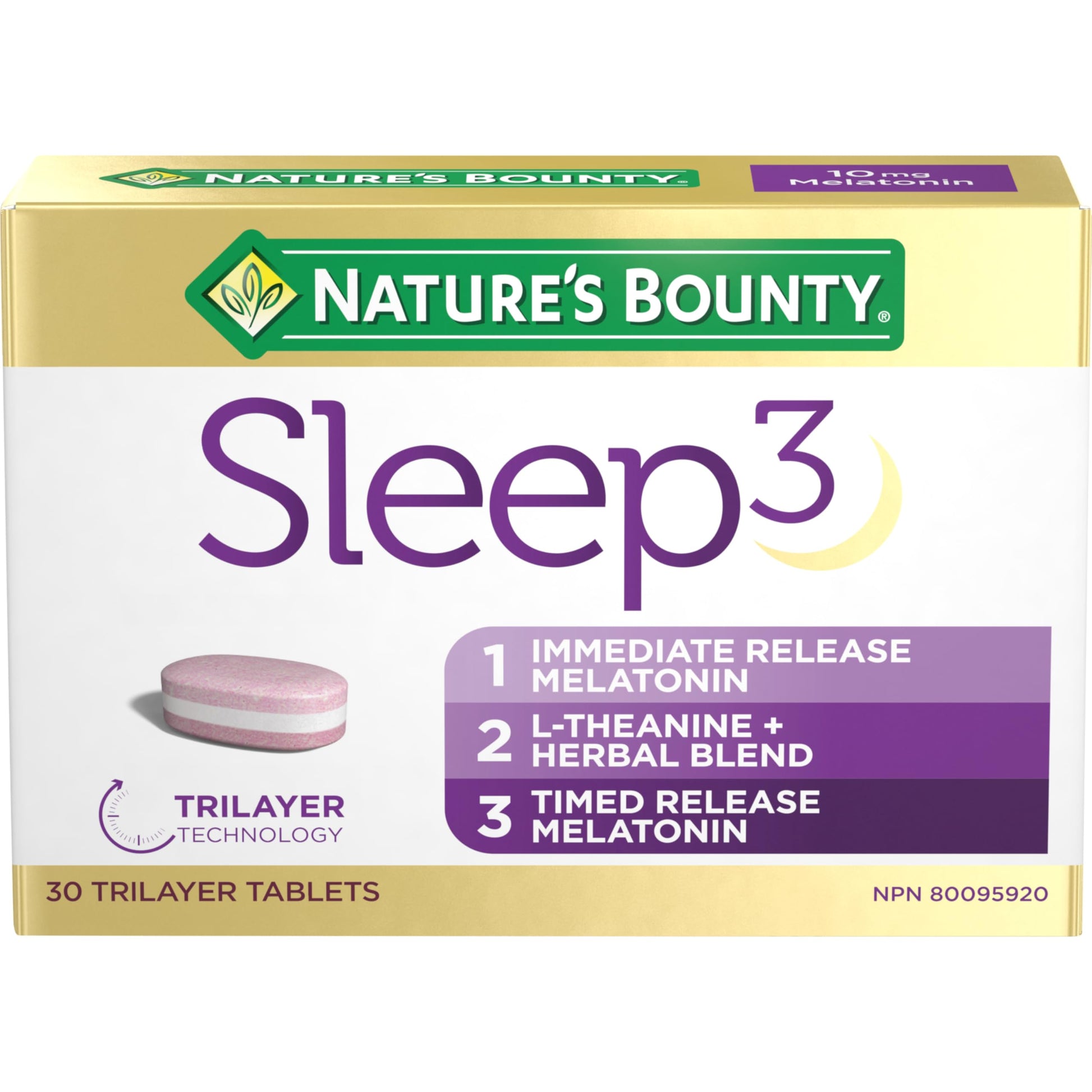 NATURE'S BOUNTY Sleep 3, Triplayer Technology, Melatonin, L-Theanine & Herbal Blend, 50 g - Available at All In One Marketplace Canada