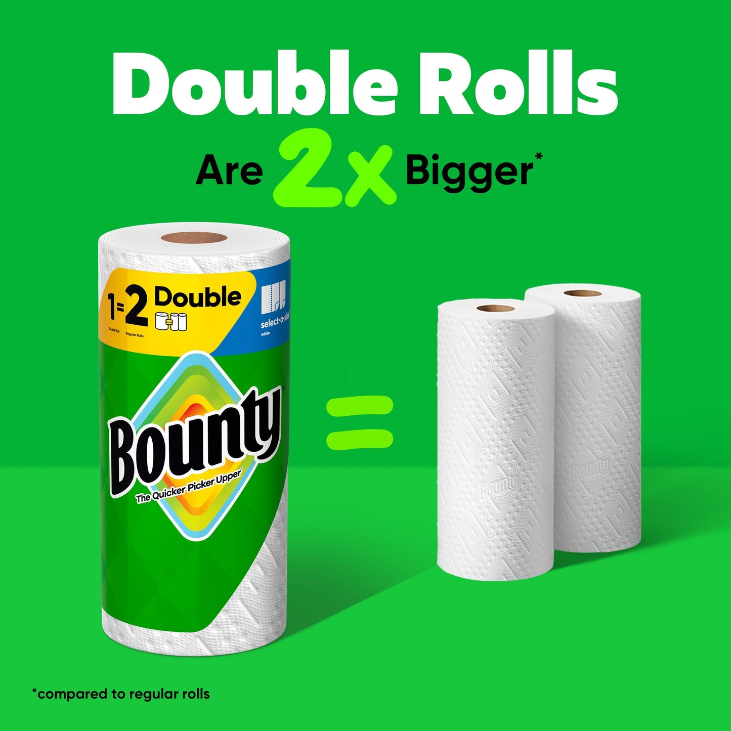 Bounty Paper Towels Select-A-Size White, 12 Double Rolls = 24 Regular Rolls