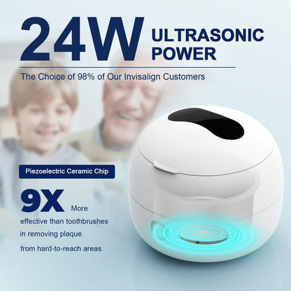 2026 Ultrasonic Retainer Cleaner Machine for Braces, Jewelry, Mouth Guard, 24W Ultrasonic Cleaner with 3 Modes, Suitable for Dental Appliances, Mouth Guard, Night Guard Braces, Jewelry, 200ML Portable Capacity (white) - Available at All In One Marketplace Canada