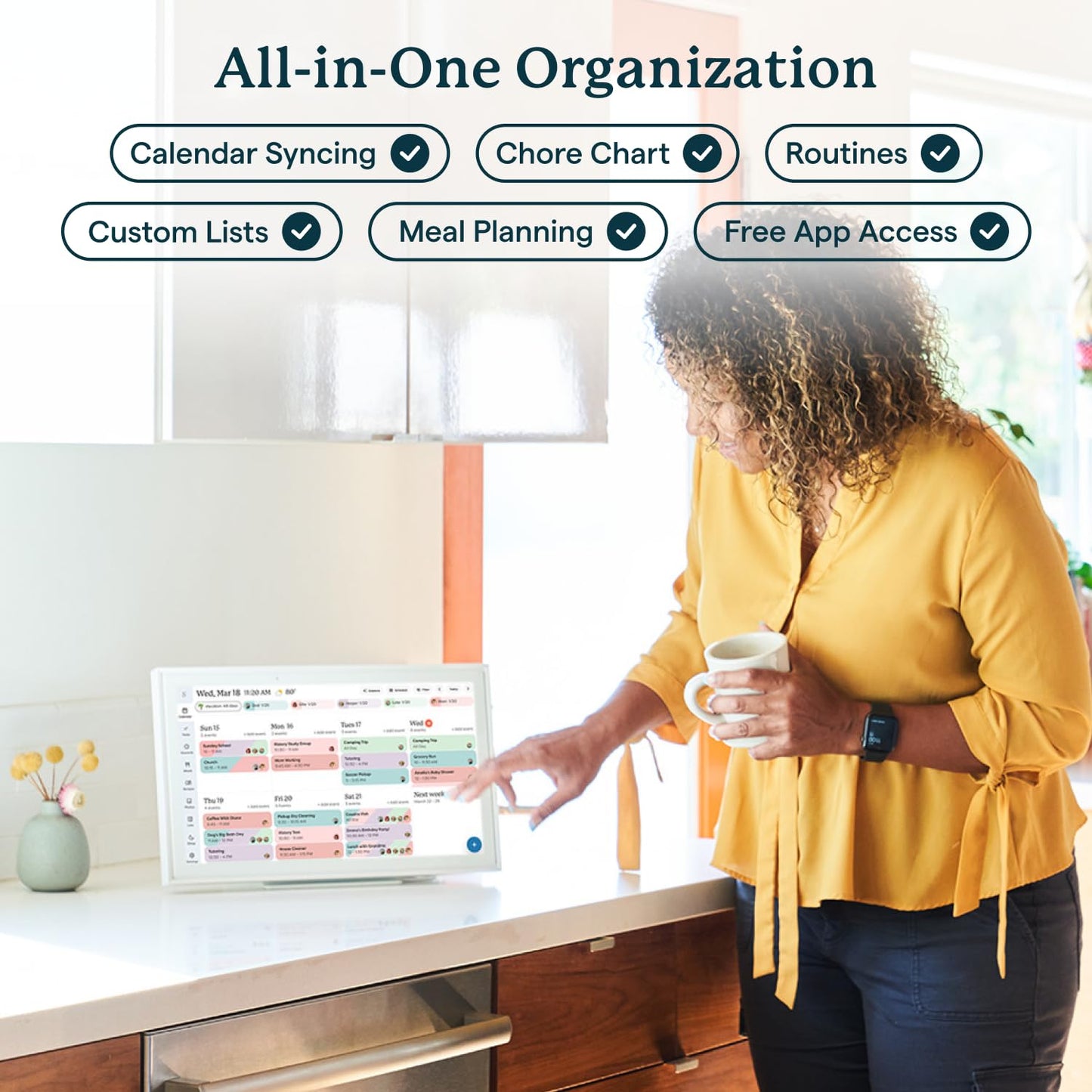 Skylight Calendar: 15-inch Wall Planner Digital Calendar & Chore Chart, Smart Touchscreen Interactive Display for Family Schedules – Wall Mount Included, Great for Organizing Your 2026 Calendar - Available at All In One Marketplace Canada