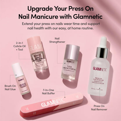 Glamnetic Press On Nails - Ma Damn | French Tip Nails, UV Finish Short Pointed Almond Shape, Reusable Semi-Transparent Nails in 12 Sizes - 24 Nail Kit with Glue - Available at All In One Marketplace Canada