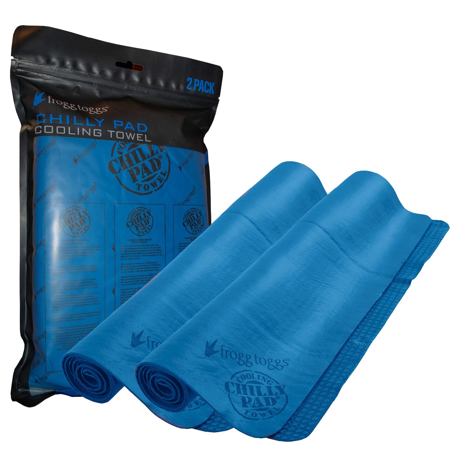 FROGG TOGGS Chilly Pad Cooling Towels, 2 Pack, 33" x 13", Blue - 2 Pack, 2 Pack - 33"x13" FROGG TOGGS