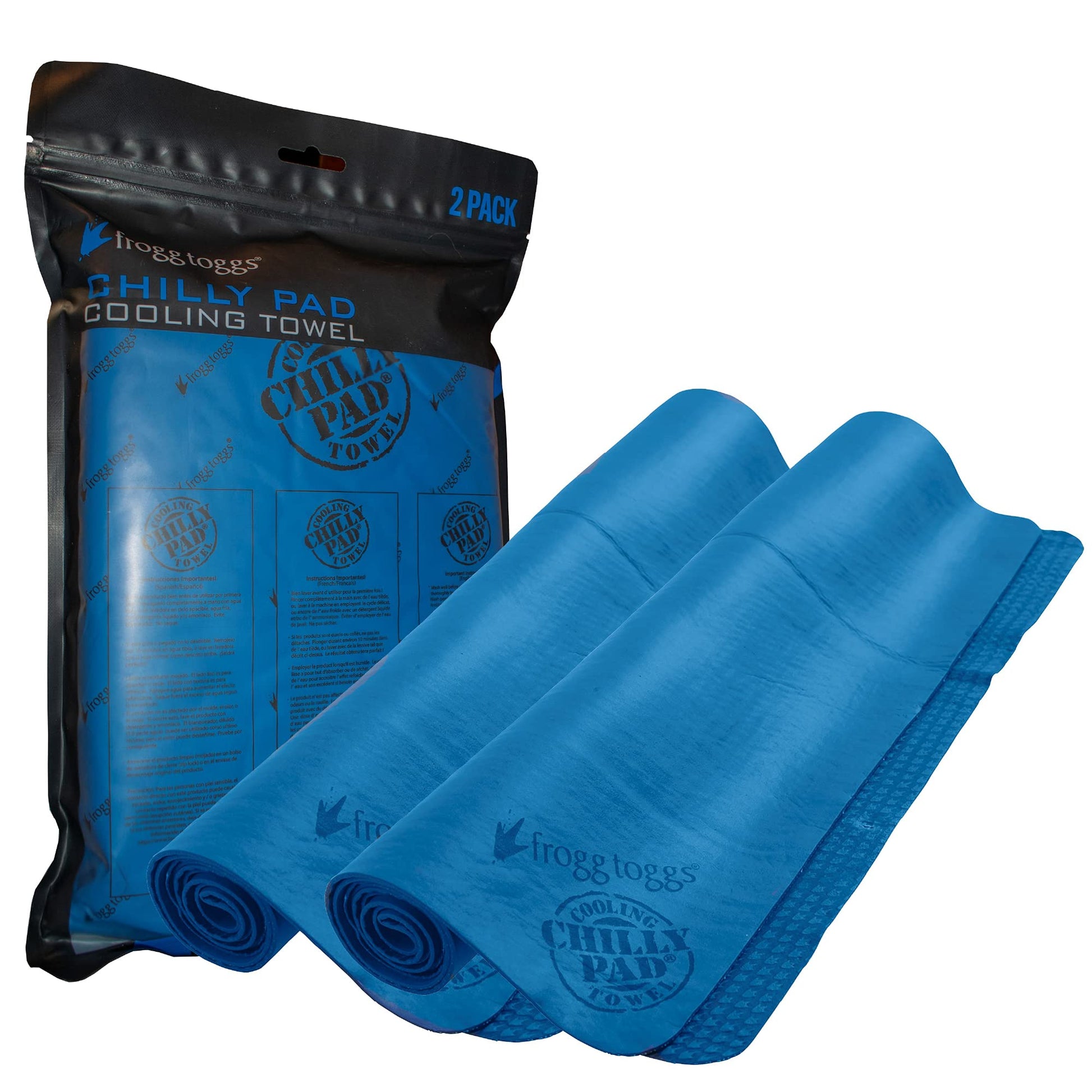 FROGG TOGGS Chilly Pad Cooling Towels, 2 Pack, 33" x 13", Blue - 2 Pack, 2 Pack - 33"x13" FROGG TOGGS
