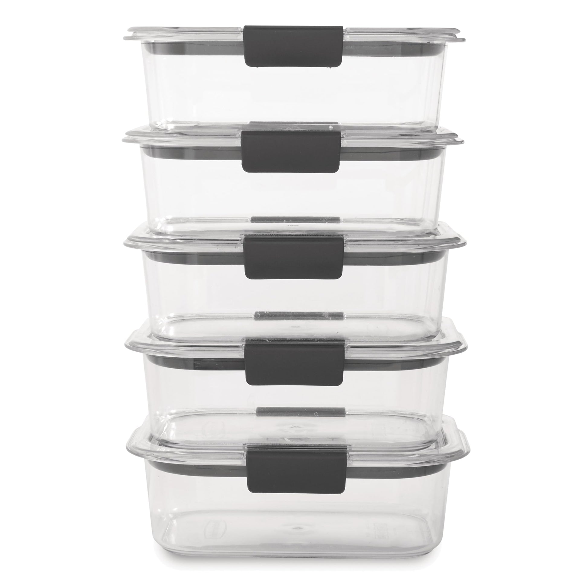 Rubbermaid 10-Piece Brilliance Food Storage Containers with Lids for Lunch, Meal Prep, and Leftovers, Dishwasher Safe, 3.2-Cup, Clear/Grey