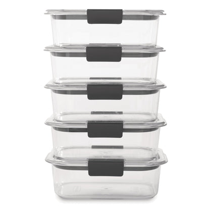 Rubbermaid 10-Piece Brilliance Food Storage Containers with Lids for Lunch, Meal Prep, and Leftovers, Dishwasher Safe, 3.2-Cup, Clear/Grey