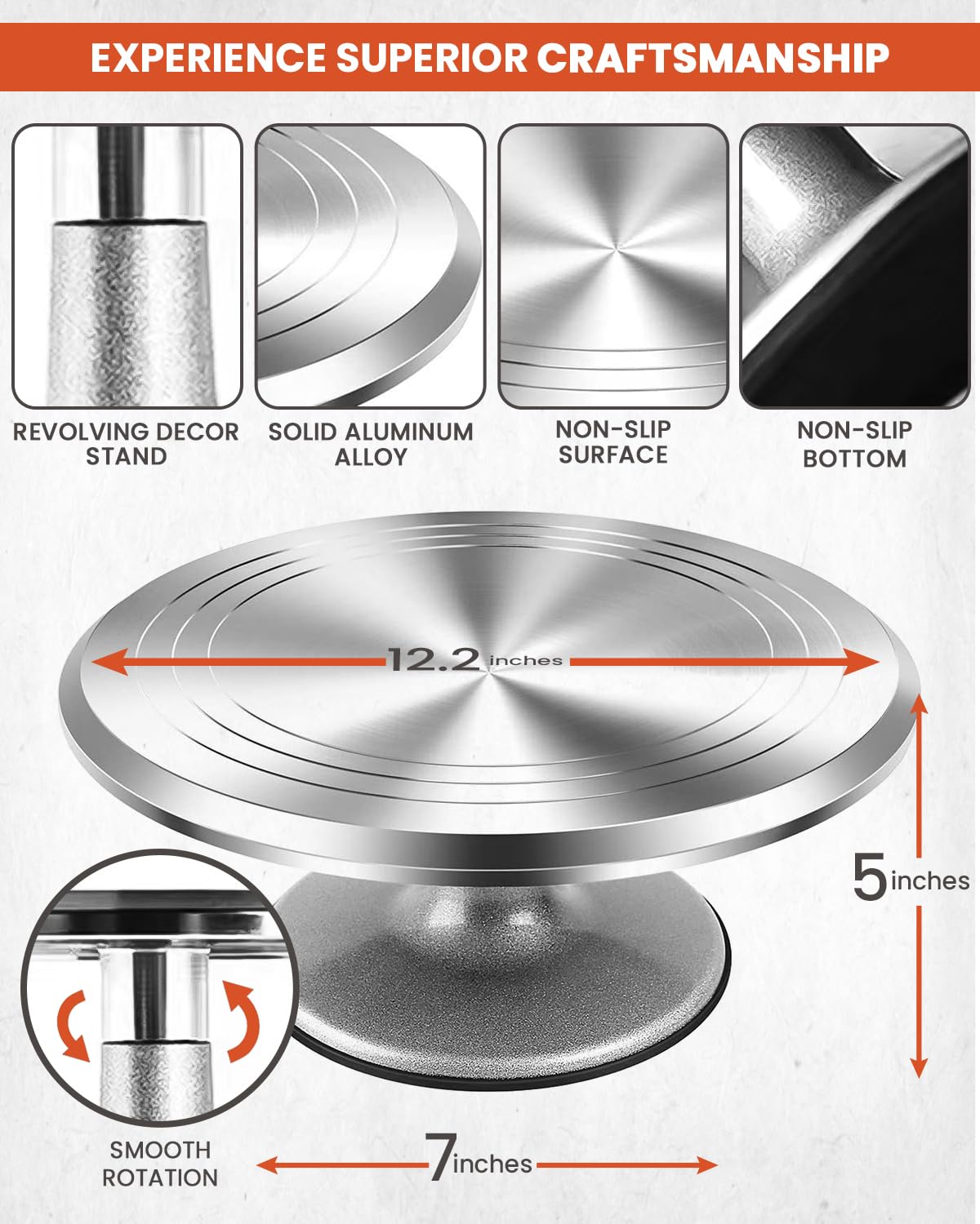 RFAQK 250 PCs Aluminum Cake Decorating Kit with 12" Cake Turntable - 48 Numbered Piping Tips and Piping Bags -Russian Tips -Scrappers -Cake Leveler -Straight & Angled Spatula & Other Baking Supplies 🍁 All In One Marketplace Canada