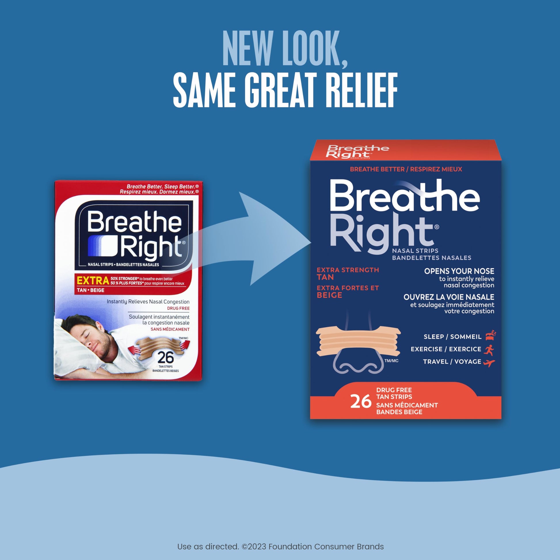 Breathe Right Nasal Strips, Extra Strength, Tan, Drug-Free Snoring Solution & Nasal Congestion Relief Caused by Colds & Allergies, Nightly Sleep, 26 Count - Available at All In One Marketplace Canada