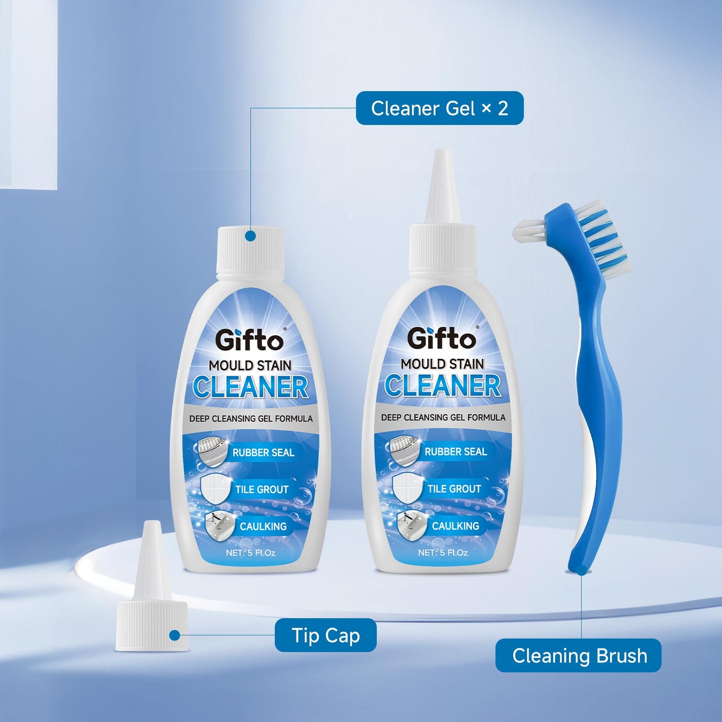Mould Stain Remover Gel Washing Machine Cleaner, Grout Cleaner with Cleaning Brush, Black Stain Remover for Washer Kitchen Sink Shower Toilet Bathtub Caulk Tile,Bathroom Whitener, 10 Fl Oz - Available at All In One Marketplace Canada