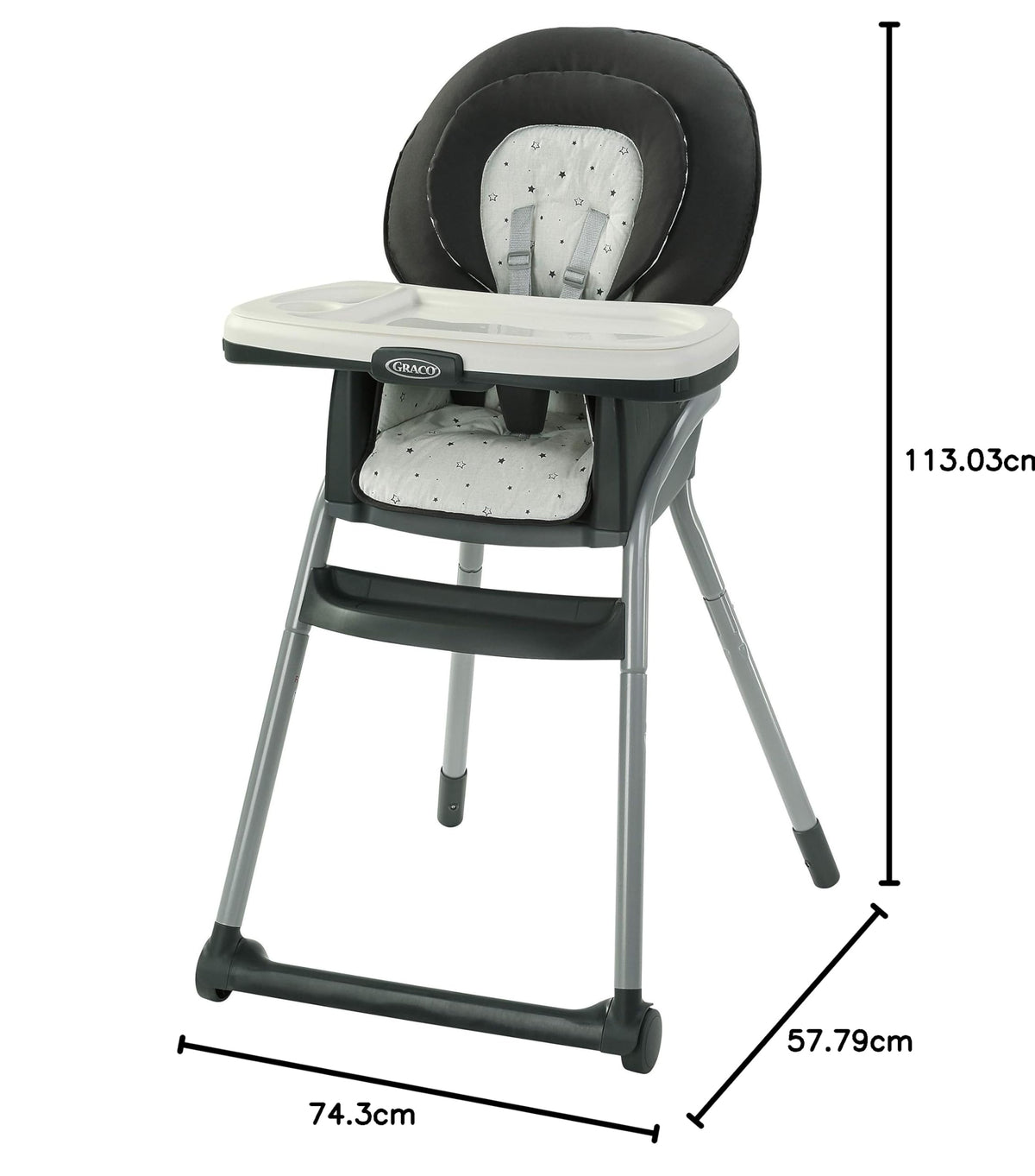 Graco Table2Table LX 6-in-1 Highchair, High Chair & Booster Seat for Babies, Toddlers and Big Kids, Asteroid
