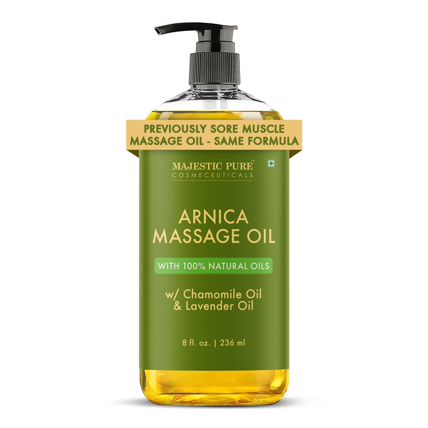 MAJESTIC PURE Arnica Massage Oil for Massage Therapy - with Lavender and Chamomile Essential Oils - Multipurpose Instant Absorption Full Body Massage - 8 fl. oz - Available at All In One Marketplace Canada