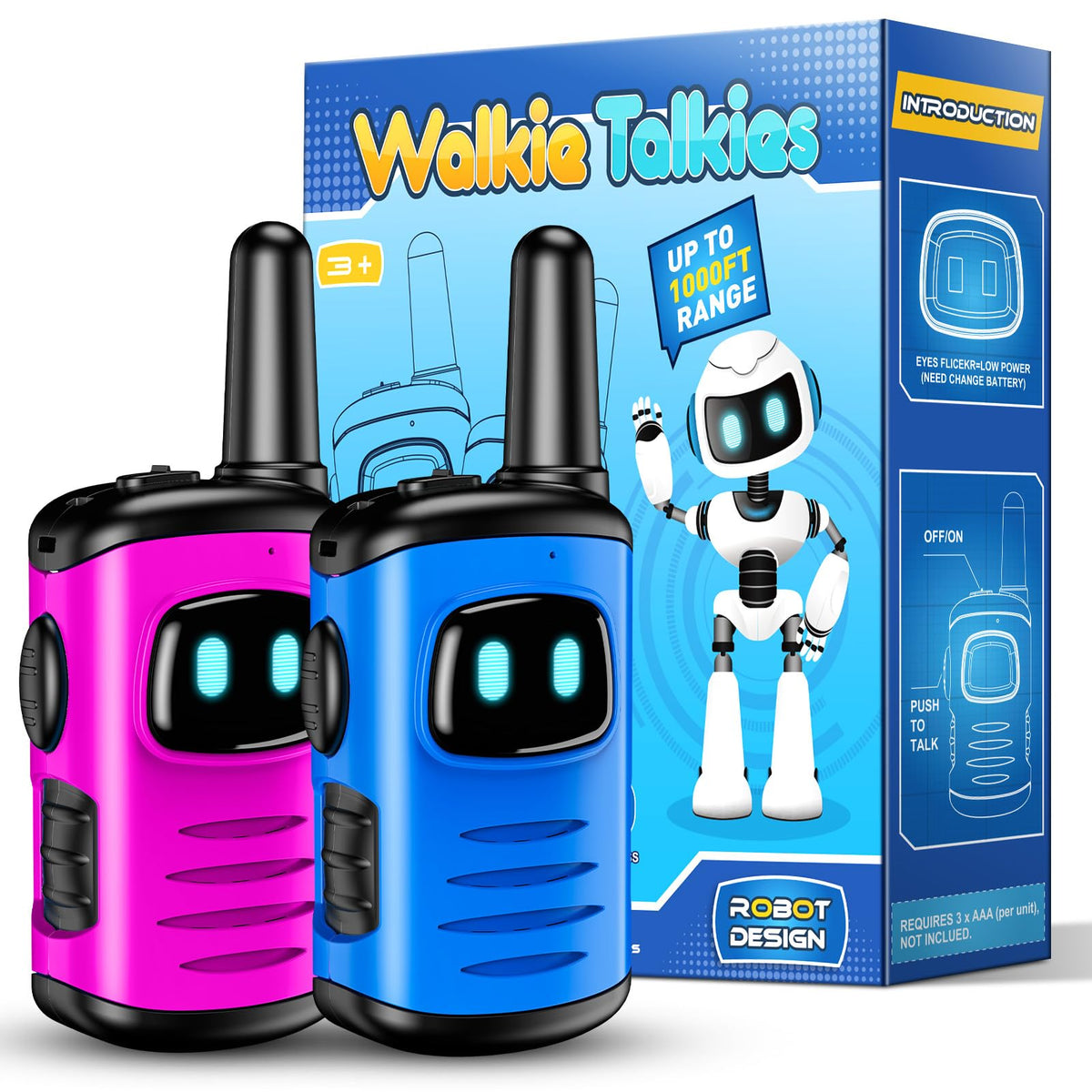 3 4 5 6 Year Old Boy Girl Gifts, Exssary Walkie Talkies for Kids Toys for 3-6 Year Old Boys Girls Christmas Birthday Gifts Walkie Talkie Kids Camping Outdoor Toys Blue & Pink 🍁 All In One Marketplace Canada