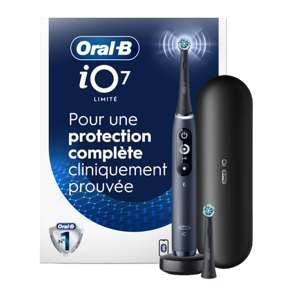 Oral-B iO Deep Clean + Protect Rechargeable Electric Toothbrush, Black with Visible Pressure Sensor, 5 Cleaning Settings, 2 Min Timer, a iO Series 7 Toothbrush, 2 Replacement Brush Heads, and Charging Travel Case - Available at All In One Marketplace Canada