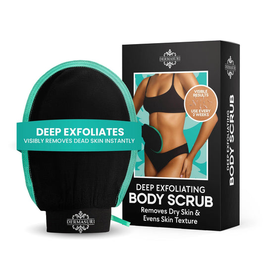 Dermasuri - Deep Exfoliating Glove - Korean Exfoliating Mitt & Body Scrubber - Keratosis Pilaris Treatment Scrub - Self Tanner Mitt & Ingrown Hair Exfoliator - Shower Gloves for Women & Men - (1 Pack) - Available at All In One Marketplace Canada