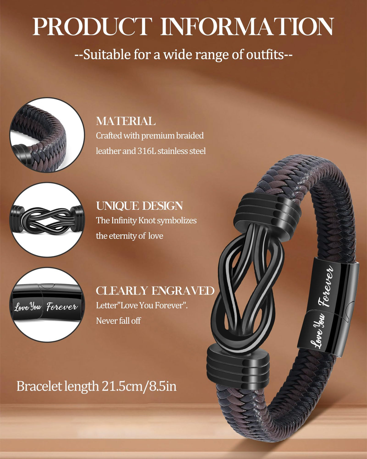 BOCHOI To My Son Bracelet Son Gifts from Mom Dad Infinity Knot Men Bracelet 🍁 All In One Marketplace Canada