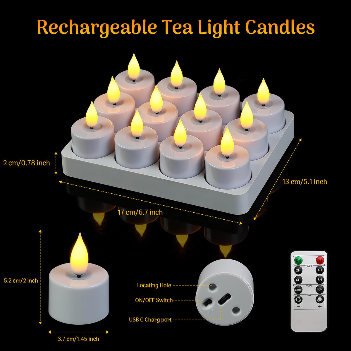 Lacasa Tea Lights Candles, Rechargeable Flameless LED Candles 12 Pack 🍁 All In One Marketplace Canada