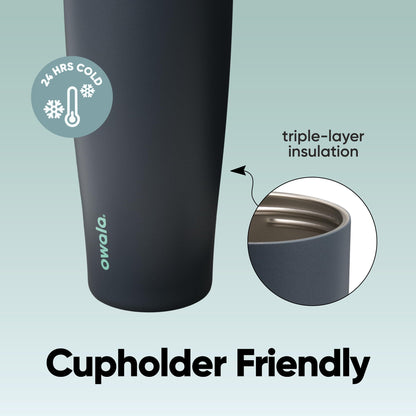 Owala FreeSip Tumbler Insulated Stainless Steel Water Bottle with Built-in Straw and Side Handle, for Travel, Work, School, and Sports, 40oz, BPA Free, Leak Proof, Foggy Tide Owala