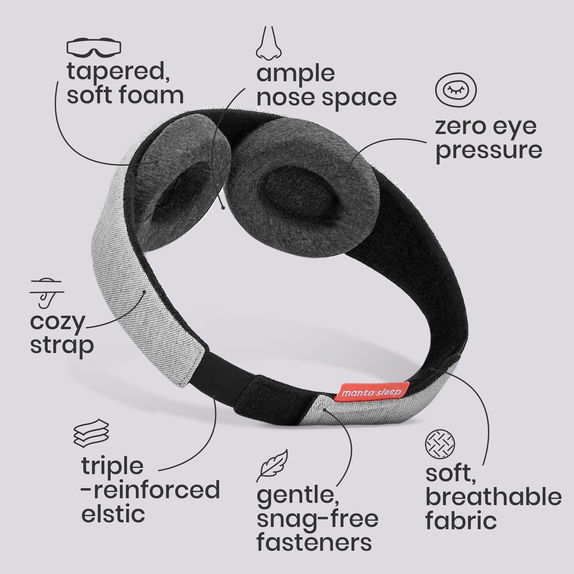 Manta Original Sleep Mask - Maximum Blackout Sleep Mask for Deep Sleep, Adjustable with Detachable Eye Cups, Zero Eye Pressure for Back & Belly Sleepers, Ideal for Travel, Shift Work & Daytime Sleep - Available at All In One Marketplace Canada
