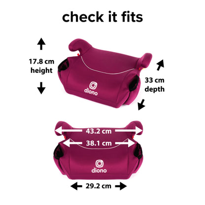 Diono Solana 2022, No Latch, Pack of 2 Backless Booster Car Seats, Lightweight, Machine Washable Covers, Cup Holders, Pink