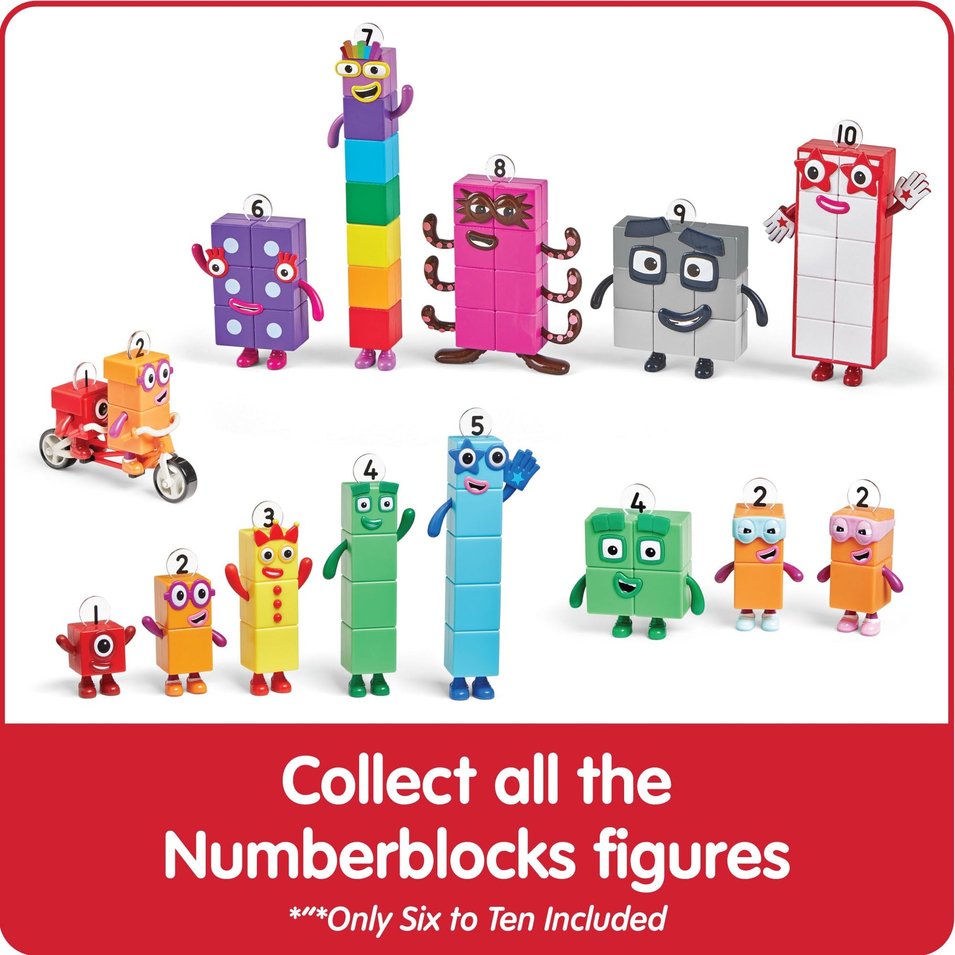 hand2mind Numberblocks Friends Six to Ten, Toy Figures Collectibles, Small Cartoon Figurines for Kids, Mini Action Figures, Character Figures, Play Figure Playsets, Imaginative Play Toys hand2mind