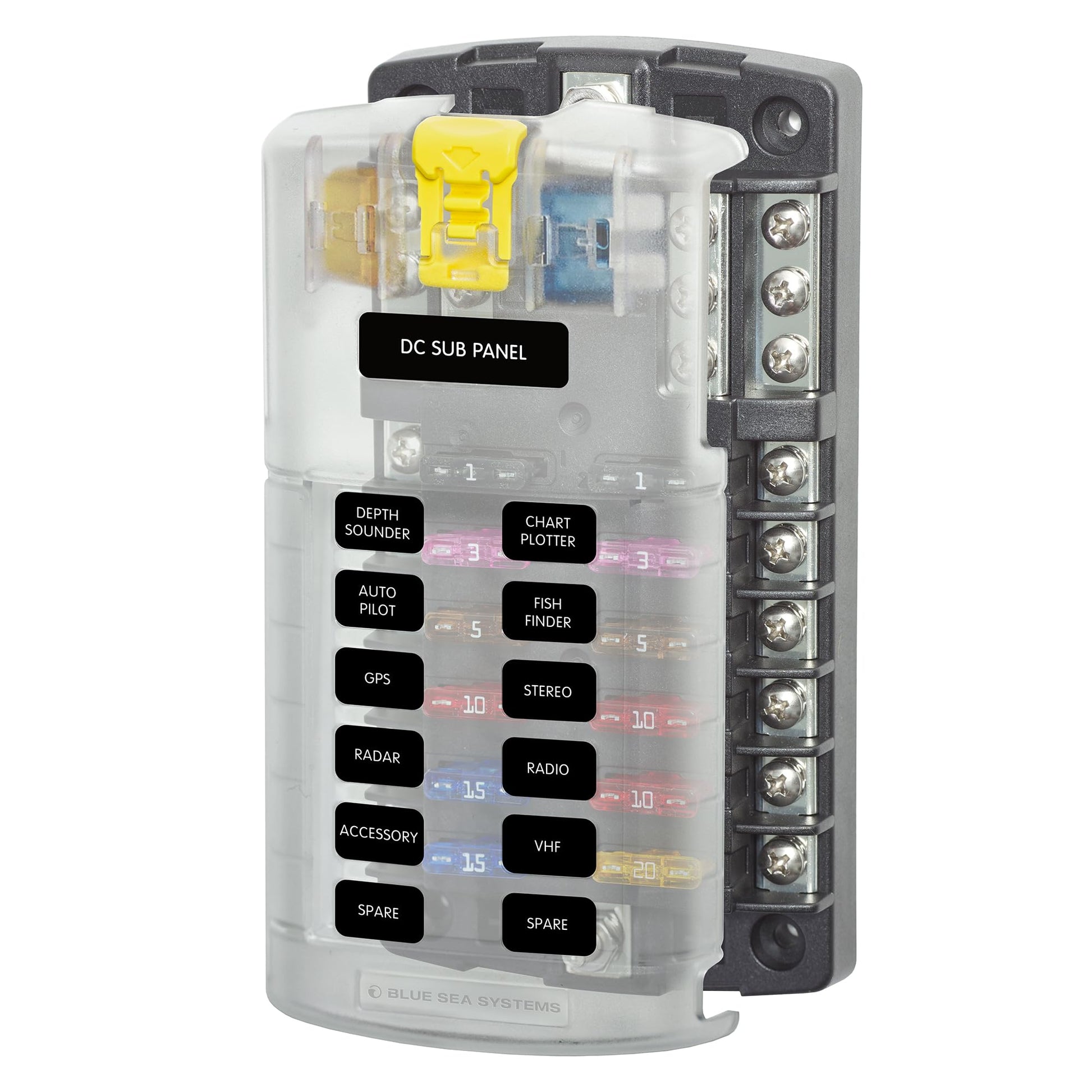 Blue Sea Systems ST Blade Fuse Block - 12 Circuits with Negative Bus & Cover Blue Sea Systems
