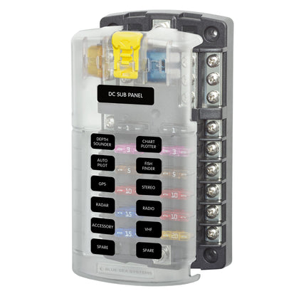 Blue Sea Systems ST Blade Fuse Block - 12 Circuits with Negative Bus & Cover Blue Sea Systems