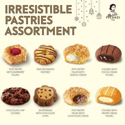 Matilde Vicenzi Roma Cookie Tin - Italian Pastries & Cookies in Individually Wrapped Trays - Bakery Dessert Gifts For Hosts, Birthdays and Thanksgiving - Puff Pastry, Assorted Cookies in Italian Design Gift Tin 32.5oz (920g)