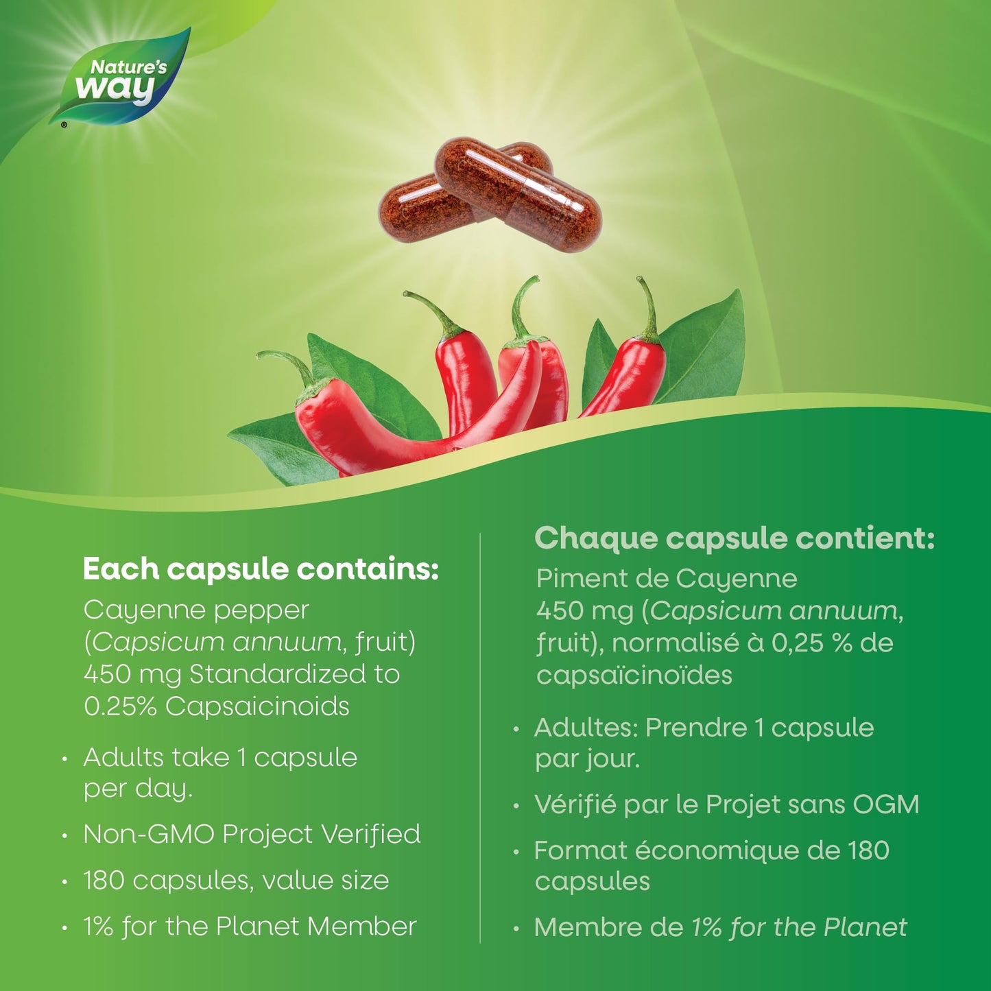 Nature’s Way Cayenne 40,000 HU – Herbal Digestion & Peripheral Circulation Supplement – Cayenne Pepper Capsules – Vegetarian, Non-GMO – 180 Capsules Nature's Way