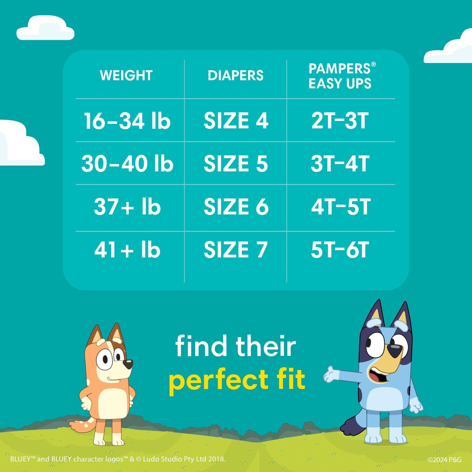 Pampers Easy Ups Girls & Boys Potty Training Pants, Size 5 (3T4T), Bluey Absorbent Training Underwear, Up to 100% Leakproof Day and Night, Hypoallergenic, 1 Pack (Count of 66)