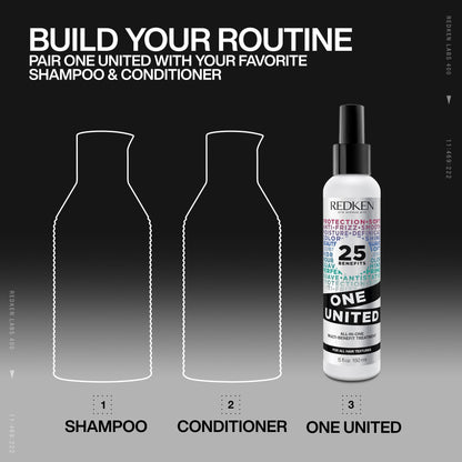 Redken One United Leave In Conditioner, Detangler Spray, Multi-Benefit Hair Treatment, Nourishes, & Smooths Frizz, Heat Protection Spray for Blow Dry & Styling, For All Hair Types, Paraben Free - Available at All In One Marketplace Canada