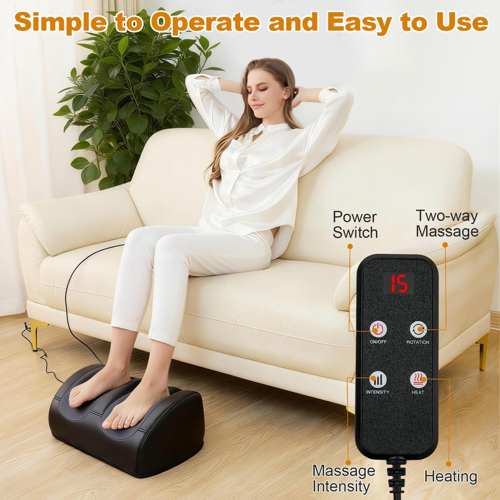 LINGTENG Foot Massager with Heat, with Massage Rollers, 3 Settings, Bi-Directional Rotation, Shiatsu Calf Massager for Calf, Foot and Sole Massage, Gift for Mum, Dad and Friends - Available at All In One Marketplace Canada