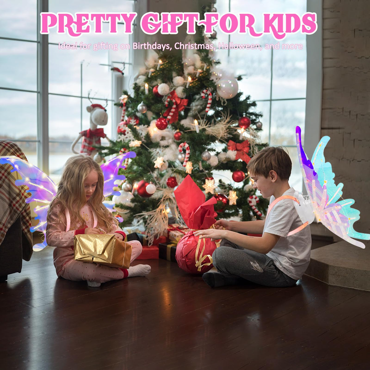 Foggizo Electric Butterfly Wings for Girls, Light Up Fairy Toy Wings with Lights, as Halloween Birthday Christmas Party Gift 🍁 All In One Marketplace Canada
