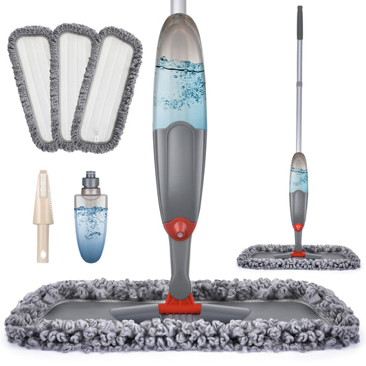 Spray Mop for Floor Cleaning, Domi-patrol Microfiber Floor Mop Dry Wet Mop Spray with 3 Washable Mop Pads & Refillable Bottle, Dust Cleaning Mop for Hardwood Laminate Tile Floors, Gray - Available at All In One Marketplace Canada
