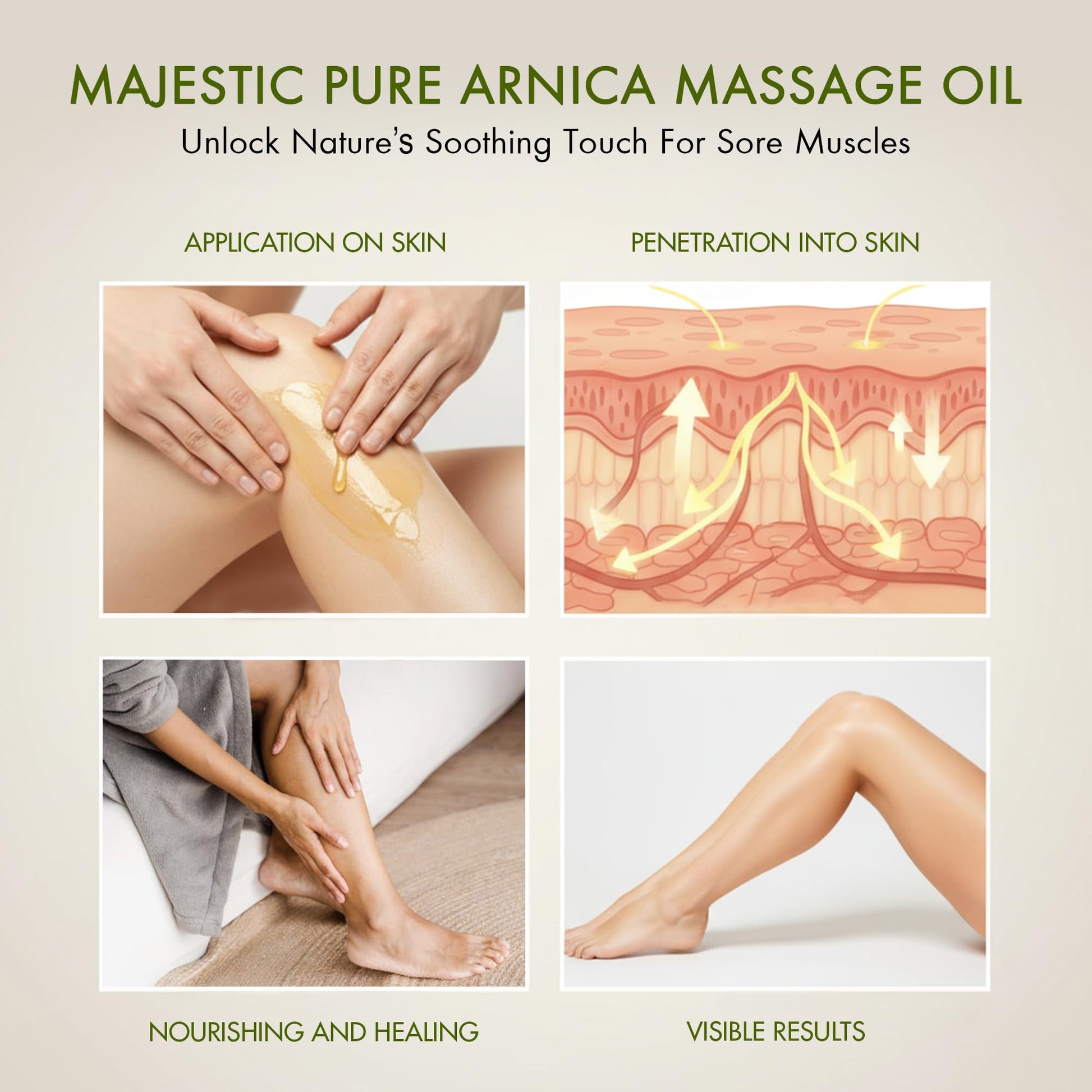 MAJESTIC PURE Arnica Massage Oil for Massage Therapy - with Lavender and Chamomile Essential Oils - Multipurpose Instant Absorption Full Body Massage - 8 fl. oz - Available at All In One Marketplace Canada